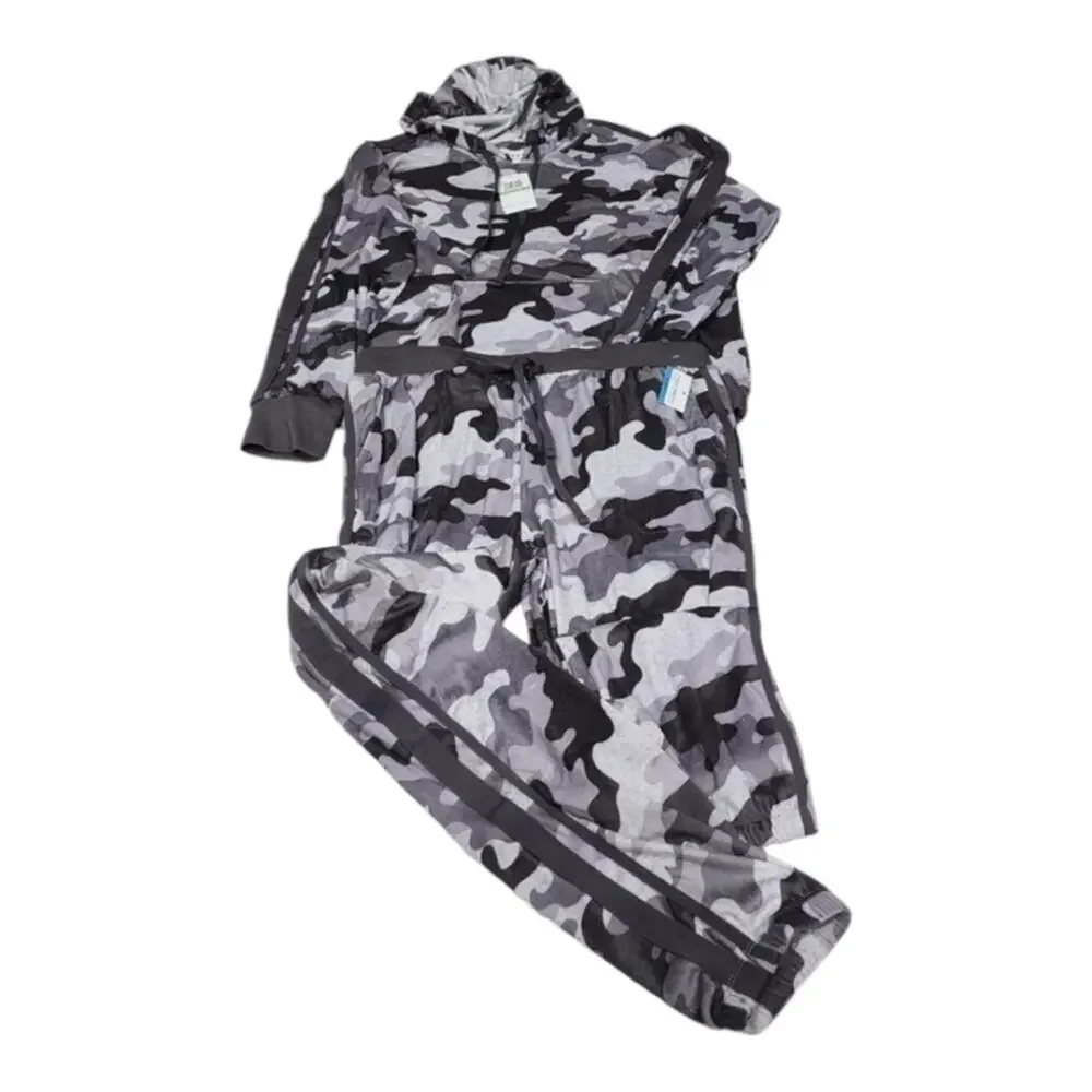 Dkny Grey and white hooded super soft pajamas‎ size large new!!